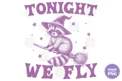 Vintage Funny Sarcastic Feral Witch Raccoon Halloween PNG Product Image 1
