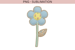 Blue Patchwork Flower PNG | Vintage Fabric Floral Clipart Product Image 3