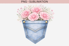 Denim pocket flowers png design for T-shirts Product Image 2