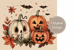 Spooky Halloween Tumbler, Vintage Halloween Kids Tumbler PNG Product Image 2