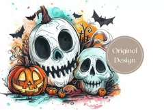 Spooky Halloween Tumbler, Watercolor Halloween Tumbler Wrap Product Image 2