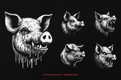 10 Bundle Dark Art Pig Beast Scary Horror Boar Tattoo Product Image 3