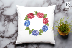 Patriotic Hydrangea Wreath Watercolor Clipart PNG Product Image 2