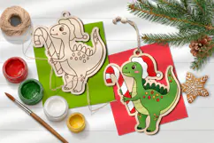 Christmas Dino Candy Cane Ornament Laser Coloring Glowforge Product Image 3