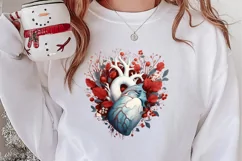 Watercolor Christmas Floral Hearts Clipart Product Image 2