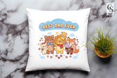 Best Dad Ever Cute Animal Family Sublimation PNG Product Image 2