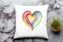 Watercolor Vibrant Rainbow Heart Clipart Sublimation PNG Product Image 3