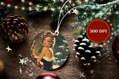 Retro Christmas Ornament, Retro Woman Ornament Sublimation Product Image 2