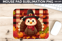 Watercolor Turkey Mouse Pad Sublimation - Thanksgiving PNG Product Image 1