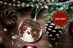 Christmas Fireplace Round Ornament, Christmas Ghost Ornament Product Image 2