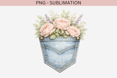 Denim pocket flowers png design for T-shirts Product Image 2