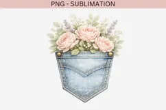 Denim pocket flowers png design for T-shirts Product Image 2