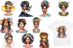 Elegant Watercolor Hand Painted Women Fashion Portrait Clipa Product Image 2