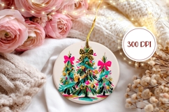 Rustic Christmas Ornament, Winter Round Ornament PNG Product Image 2