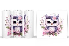 Cute Owl Tumbler Sublimation. Flowers Tumbler Design Product Image 2