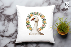 Watercolor Goose with Floral Crown Clipart Sublimation PNG Product Image 2