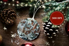 3D Magic Village Ornament PNG, 3D Winter Round Ornament Product Image 2