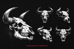 10 Bundle Dark Art Bull Skull Animal Beast Bone Horn Tattoo Product Image 3