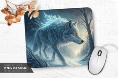 Frosted Fury A Wolf in a Snowstorm Forest Mouse Pad PNG Product Image 1