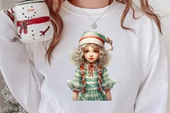 Christmas Little Girl Clipart Sublimation, Christmas PNG Product Image 2
