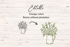 Hand Drawn Fall Watering Can With Leaves SVG Product Image 2