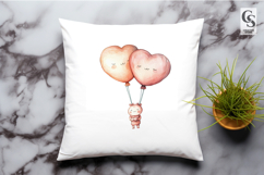 Cute Watercolor Heart Balloon Clipart Sublimation PNG Product Image 3