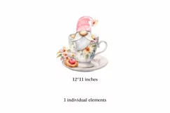 Watercolor gnome in a mug of tea with cookies, Gnome PNG Product Image 2