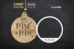 Mr & Mrs Christmas Ornament SVG laser cut file for Glowforge Product Image 3