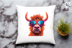 Cool Highland Cow With Sunglasses Clipart Sublimation PNG Product Image 2