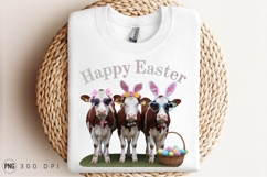 Funny Easter Cows With Bunny Ears And Eggs PNG Product Image 3