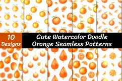 Cute Watercolor Orange Seamless Patterns Product Image 1