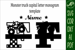 Monster truck Capital Monogram Letter F SVG Product Image 2