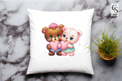 Cute Teddy Bear Couple With Heart Clipart Sublimation PNG Product Image 3