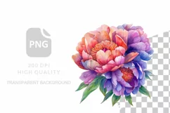 Watercolor Peony Flowers Clipart, Watercolor Floral PNG Product Image 2