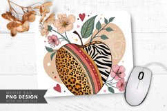 Whimsical Apple Illustration Animal Prints Flowers Mouse Pad Product Image 1