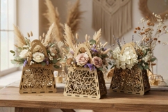 3D Flower Basket Laser Cut Bundle | Flower Box | Glowrforge Product Image 2