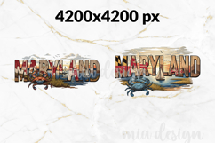 Maryland State PNG, Vintage Lighthouse &amp; Crab Sublimation Product Image 2