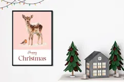 Cute Christmas Deer Greeting Card PNG, Happy Christmas Card Product Image 2