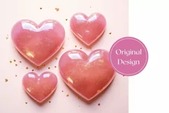 3D Pink Hearts Tumbler Wrap, Valentine's Day Tumbler PNG Product Image 2