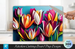3D Flowers Cutting Board Sublimation Design Product Image 1