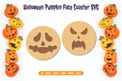 Halloween Pumpkin Face Coaster SVG | Laser Cut Product Image 1