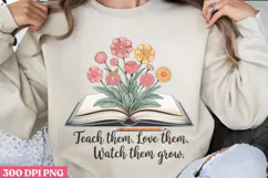 Teacher Watch Them Grow PNG, Retro Teacher Sublimation PNG Product Image 1