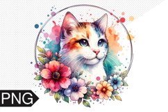 Cat Flowers Sublimation - Cat Flowers Clipart PNG Design Product Image 1
