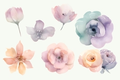 Watercolor Mixed Flower Clipart PNG, Watercolor Floral PNG Product Image 2