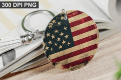 4Th Of July Flag Keychain Sublimation - Round Keychain PNG Product Image 1