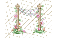 Pink Cottagecore Garden PNG Clipart, Vintage Floral Art Product Image 2