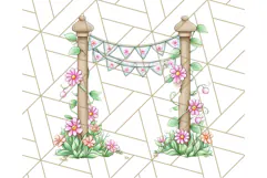 Pink Cottagecore Garden PNG Clipart, Vintage Floral Art Product Image 2