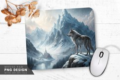 Lone Wolf Mountain Peak Enchanted Icy Kingdom Mouse Pad PNG Product Image 1