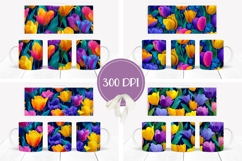 Colorful Tulips Mug Wrap Designs, Floral Mug Template Product Image 2