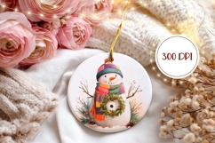 Cartoon Snowman Round Ornament, Winter Ornament Design Product Image 2
